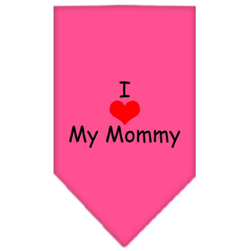 I Heart My Mommy Screen Print Bandana Bright Pink Small